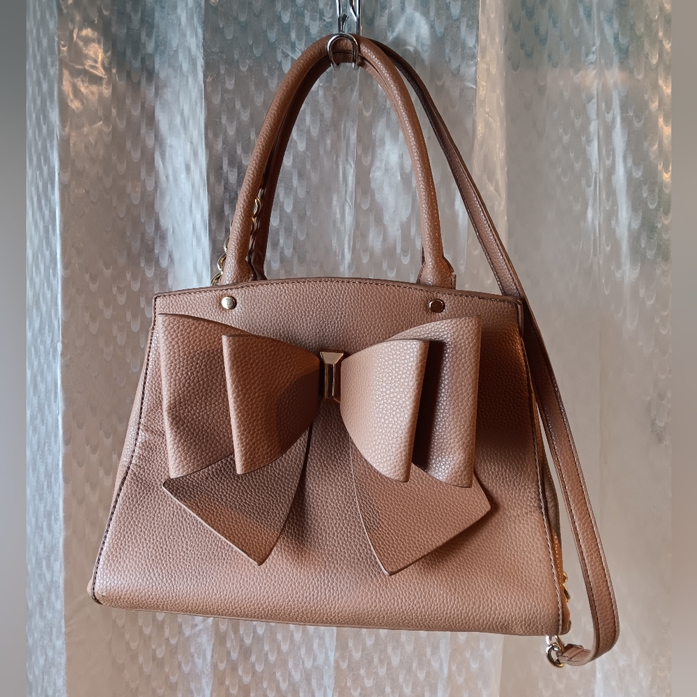 Like Dreams Brown Shoulder Bag with Bow Detail and Structured Shape